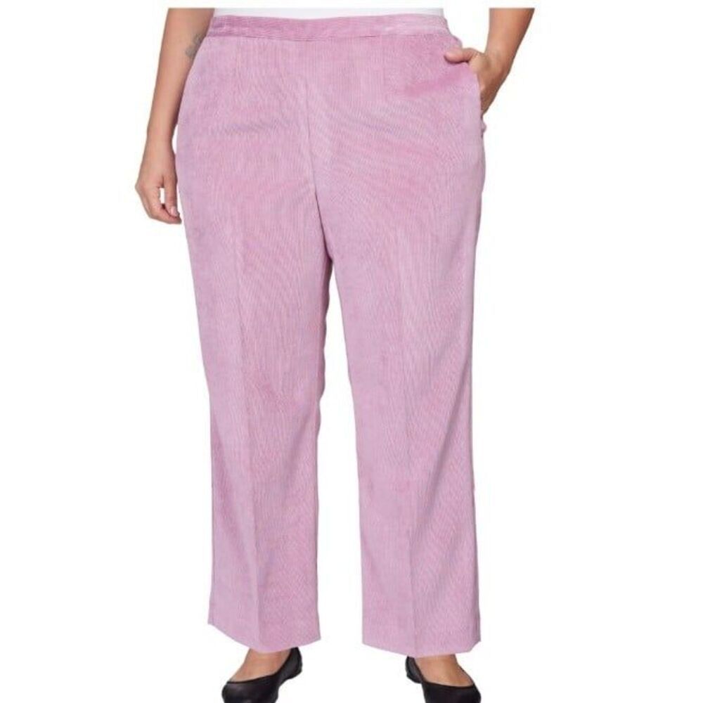 Alfred Dinner Women's Size 22W Raspberry Pull On Corduroy Glacier Lake Pants U6